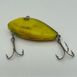 Vtg 2” AquaSonic Fishing Lure The Hole Idea Chatterbox Lure Neon Yellow & Black